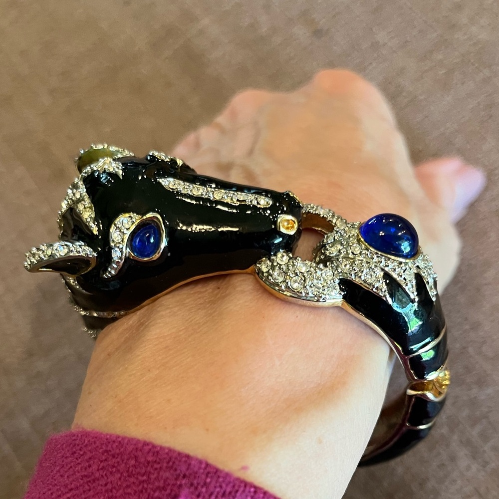 Vintage Black Enamel Horse Head Bracelet